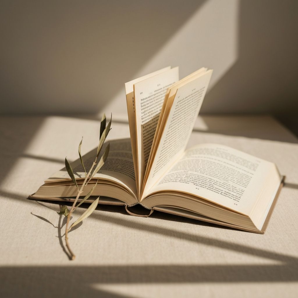 Open philosophy book on linen